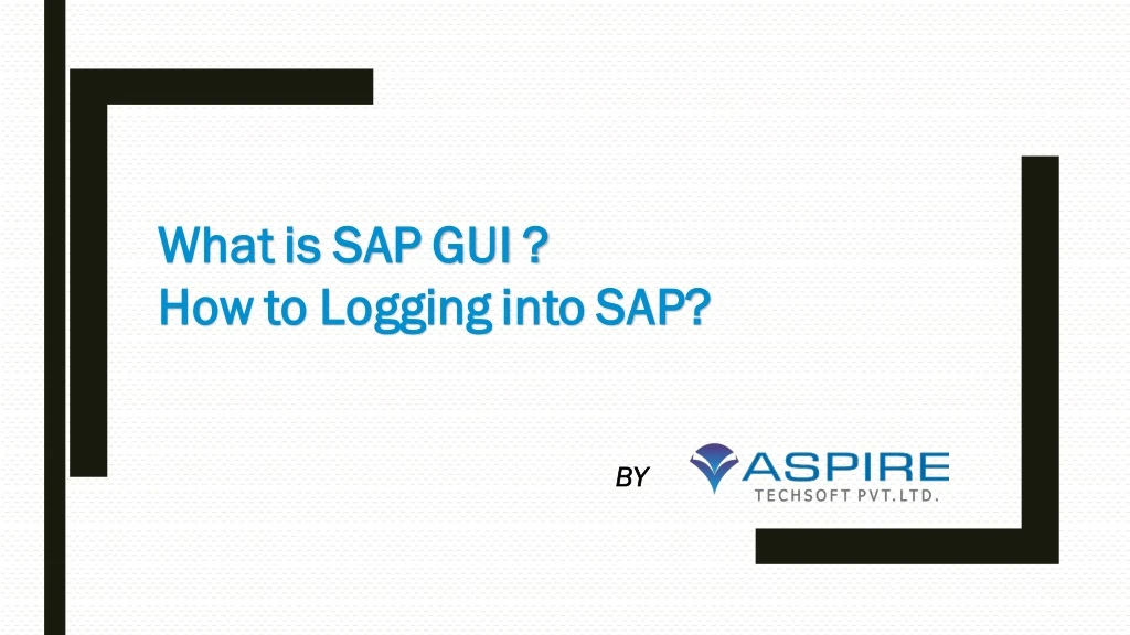 what is sap gui what is sap gui how to logging