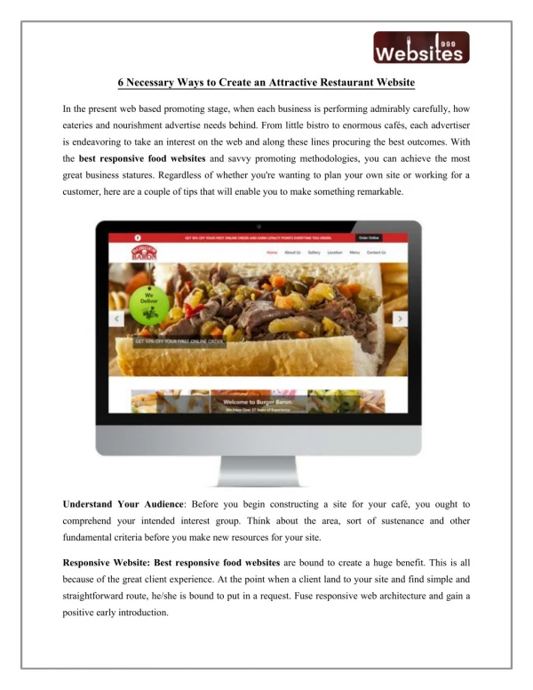 6 Necessary Ways to Create an Attractive Restaurant Website