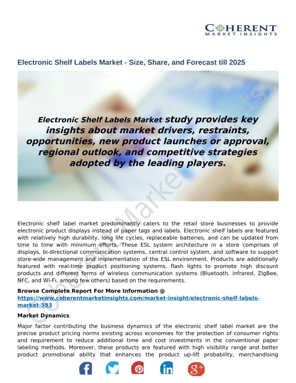 Electronic Shelf Labels Market - Size, Share, and Forecast till 2025