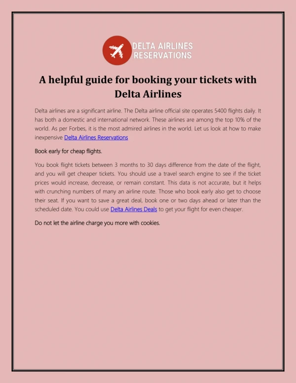 A helpful guide for booking your tickets with Delta Airlines