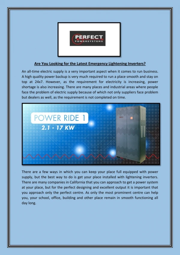 Are You Looking for the Latest Emergency Lightening Inverters?