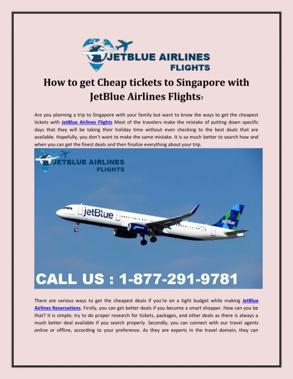 How to get Cheap tickets to Singapore with JetBlue Airlines Flights