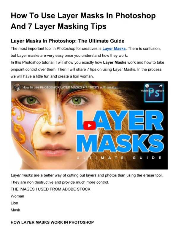How To Use Layer Masks In Photoshop And 7 Layer Masking Tips