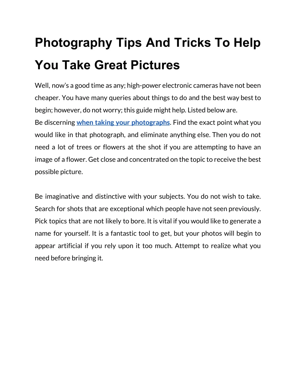 photography tips and tricks to help