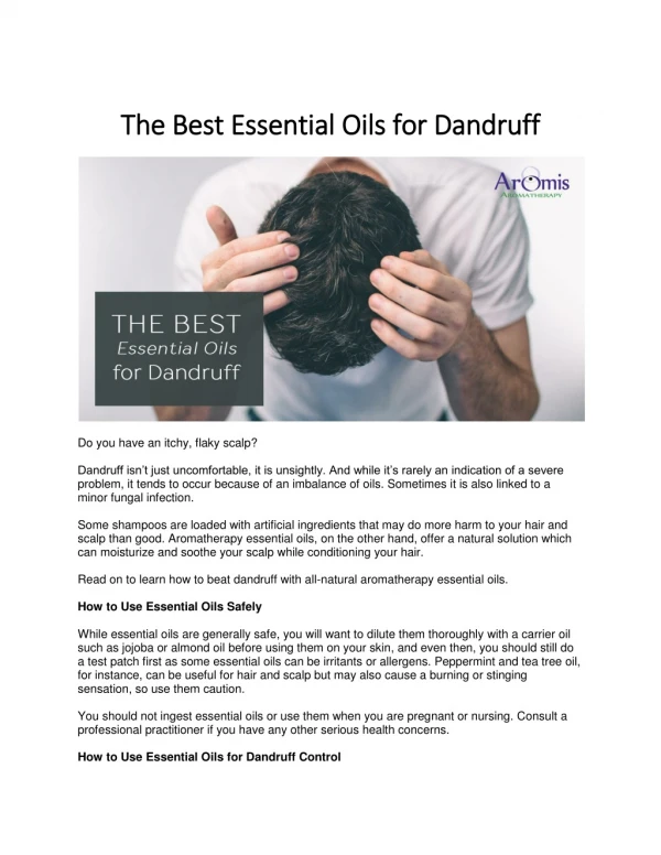 The Best Essential Oils for Dandruff