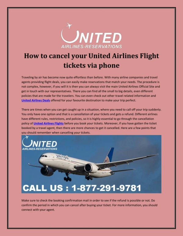 How to cancel your United Airlines Flight tickets via phone