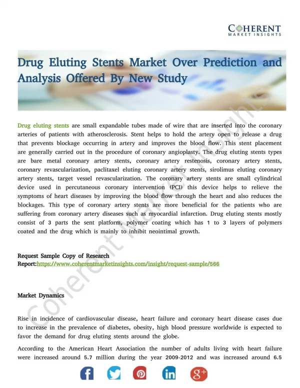 Drug Eluting Stents Market - Trends, Size, Share, and Forecast to 2026