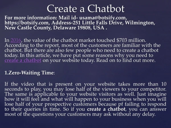 create a chatbot