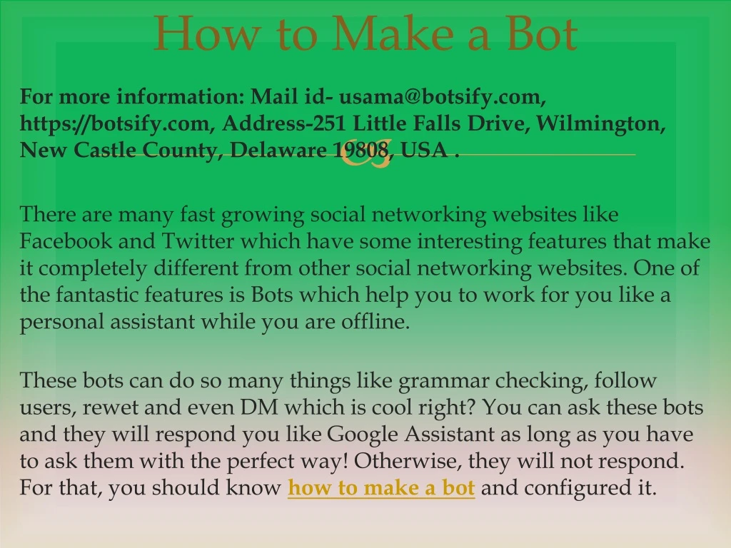 how to make a bot