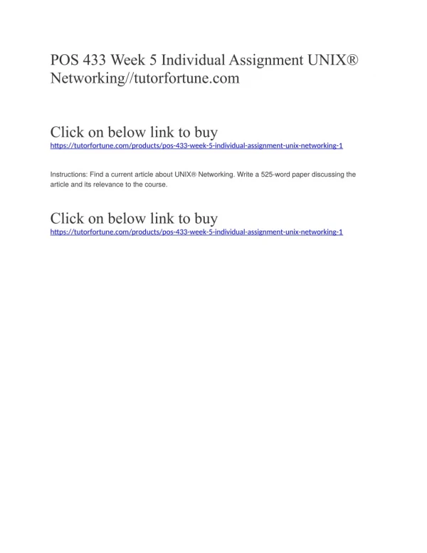 POS 433 Week 5 Individual Assignment UNIX® Networking//tutorfortune.com