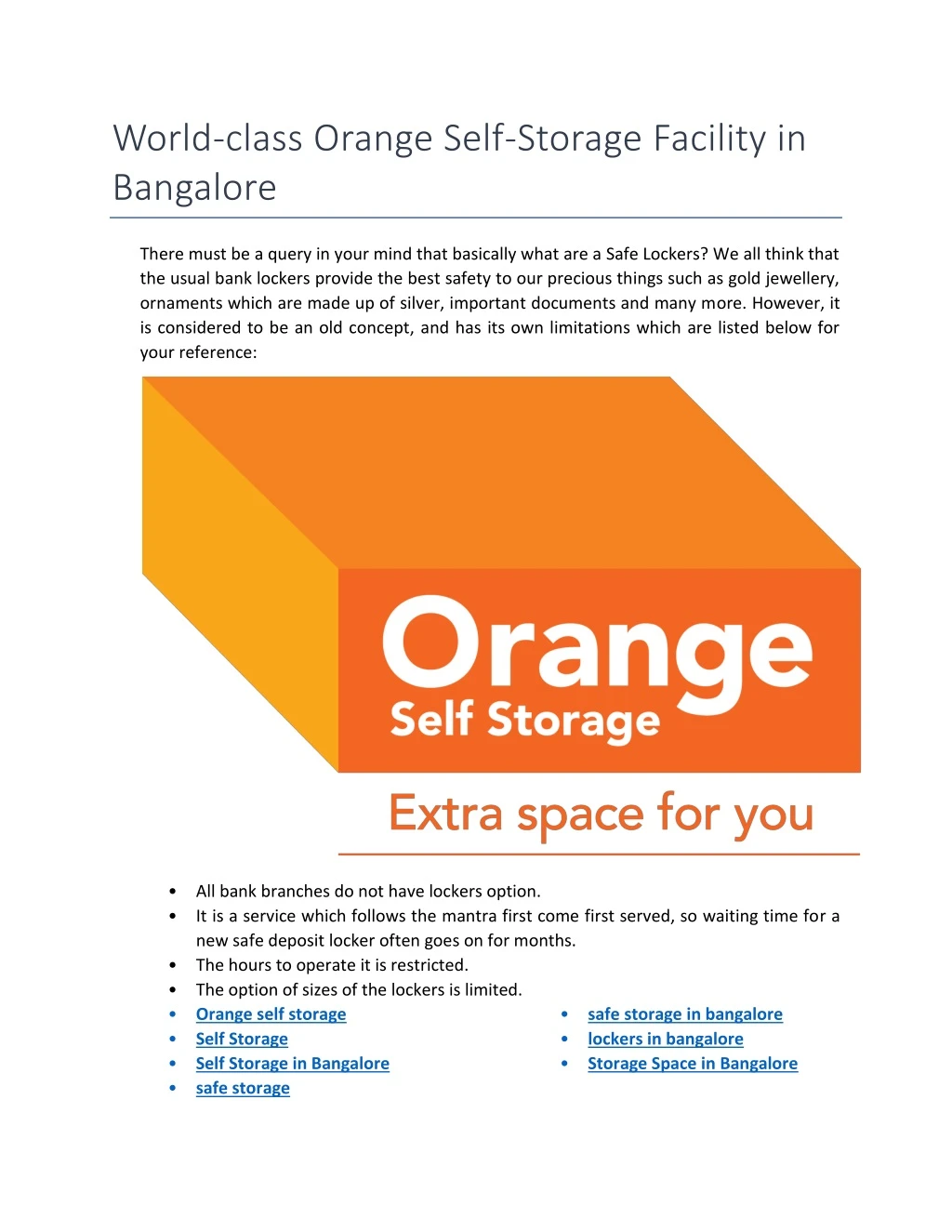 world class orange self storage facility