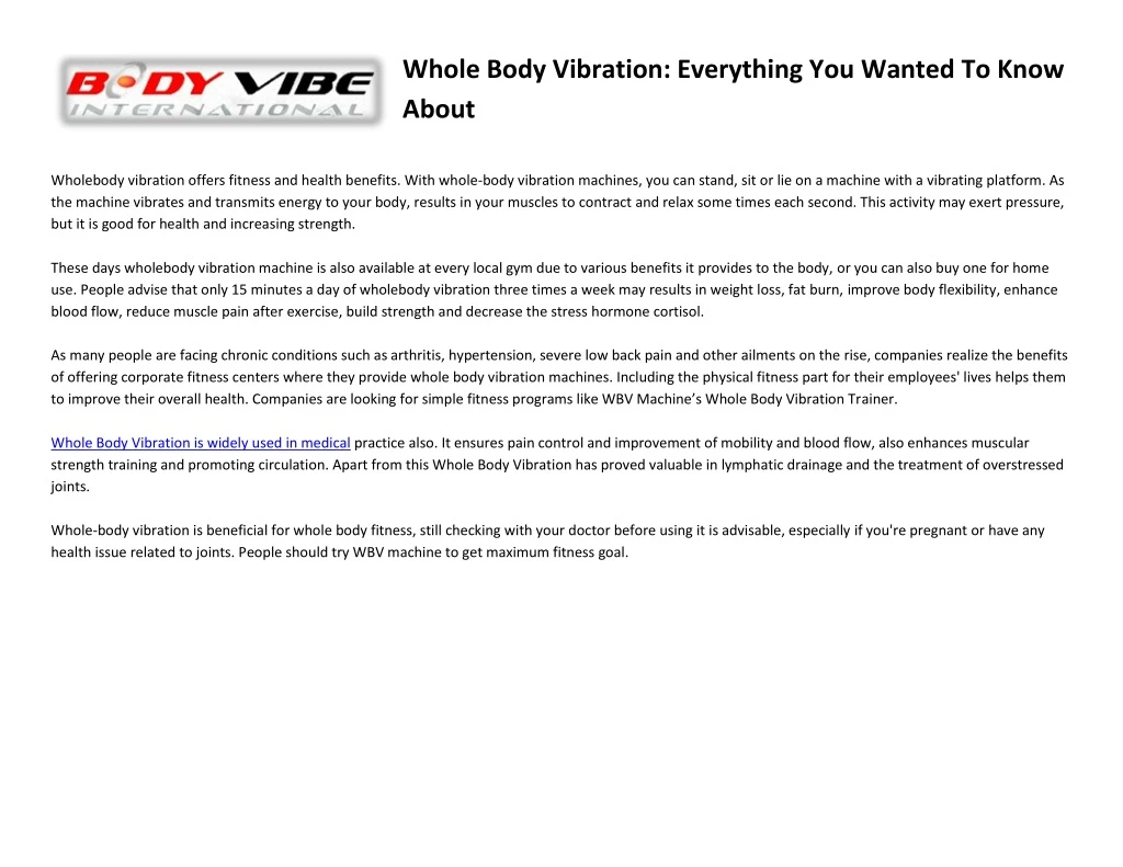 whole body vibration everything you wanted