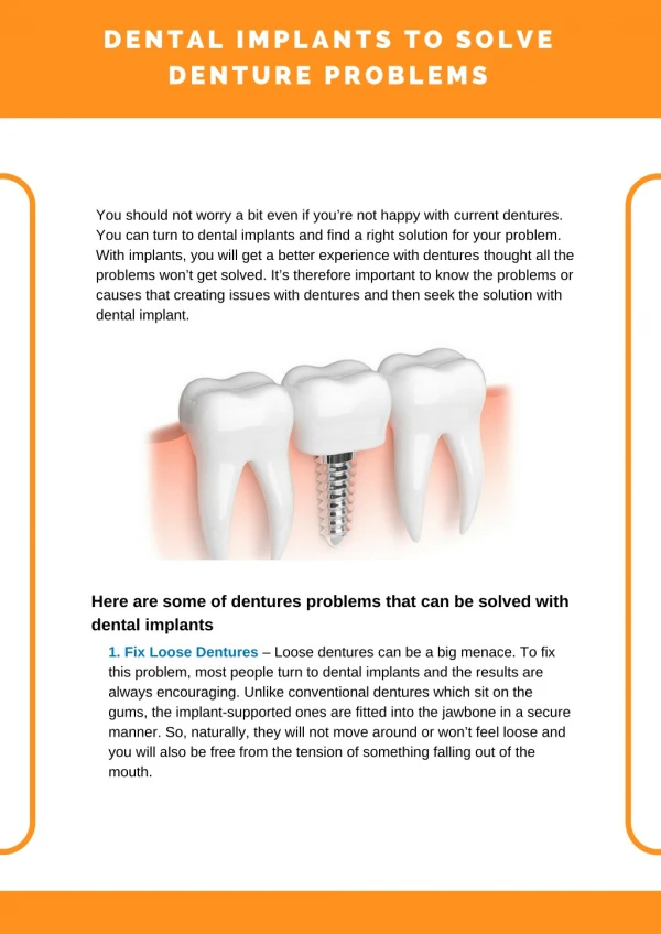 Dental Implants to Solve Denture Problems