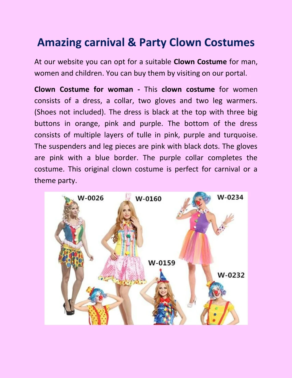 amazing carnival party clown costumes