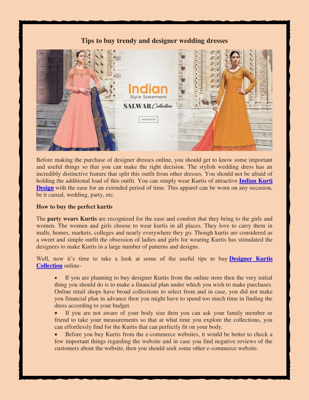 tips to buy trendy and designer wedding dresses