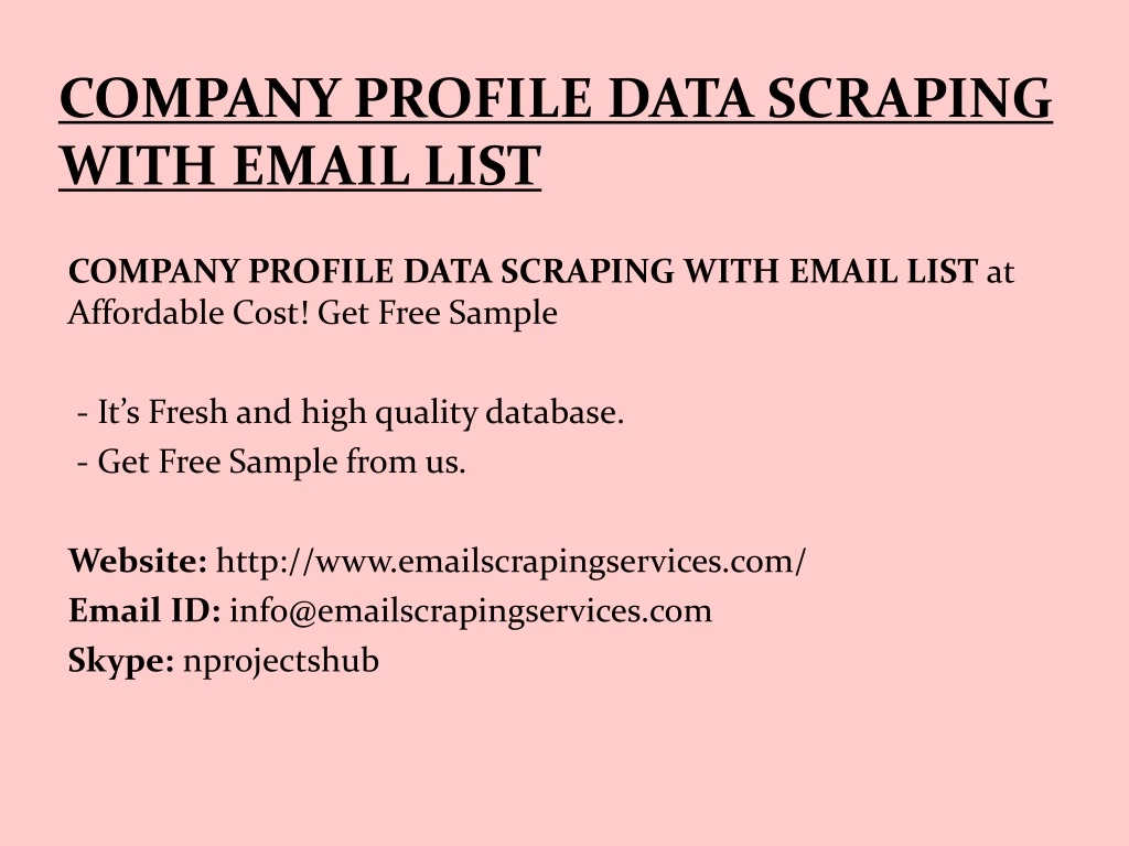 company profile data scraping with email list