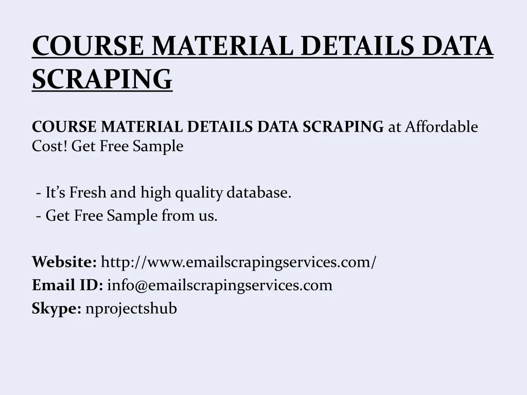 course material details data scraping