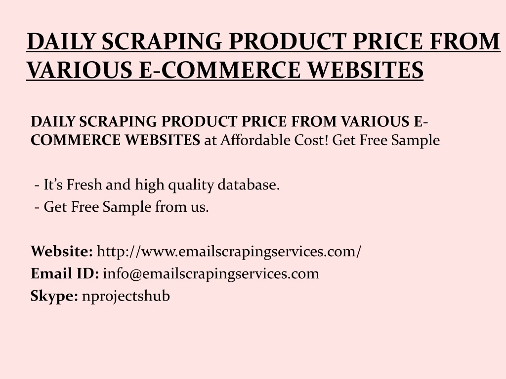 daily scraping product price from various e commerce websites
