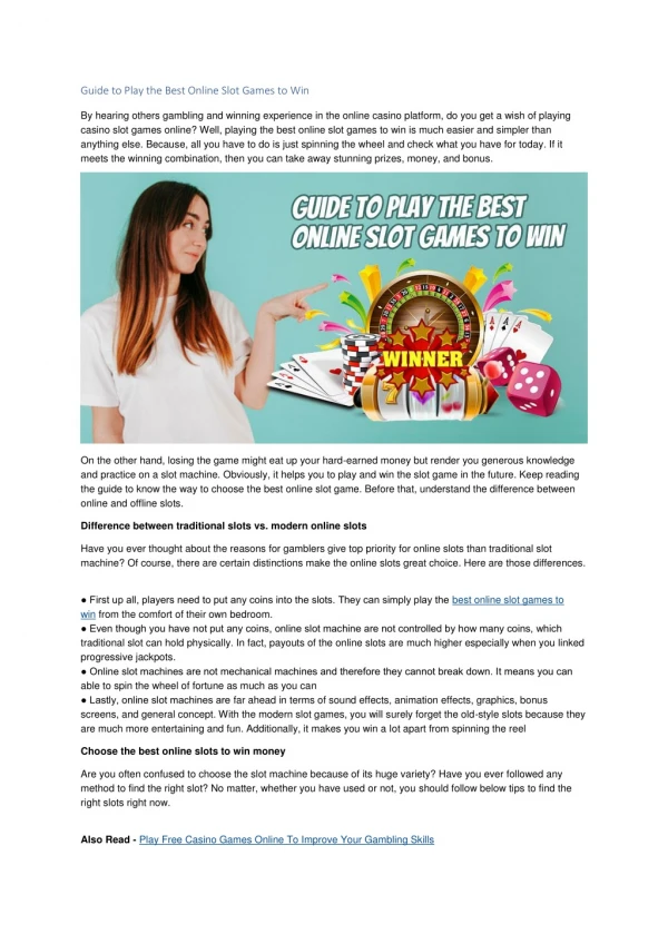 Guide to Play the Best Online Slot Games to Win