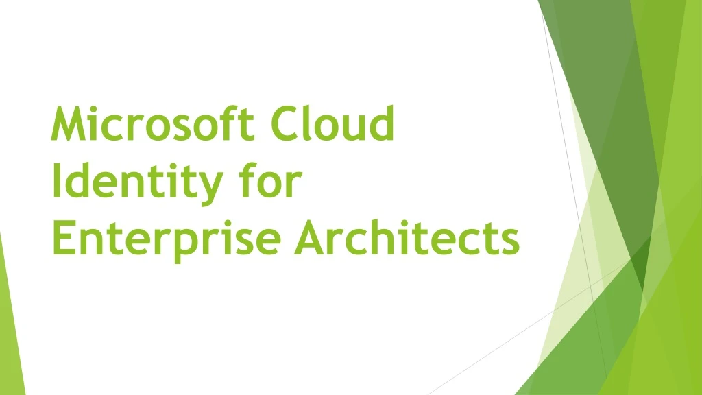 microsoft cloud identity for enterprise architects