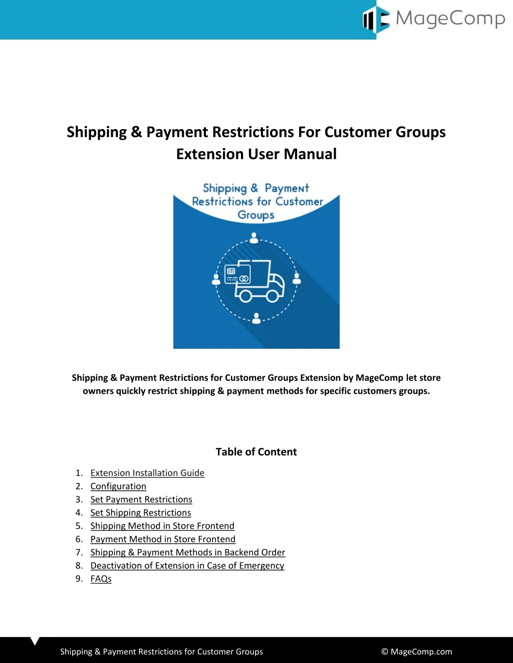 shipping payment restrictions for customer groups