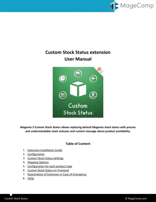 Magento 2 Custom Stock Status Extension by MageComp