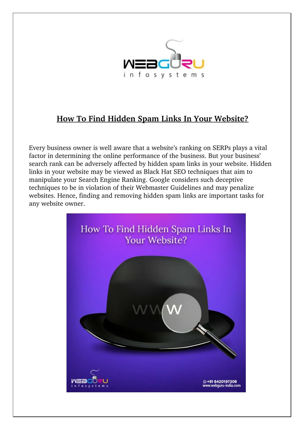 how to find hidden spam links in your website
