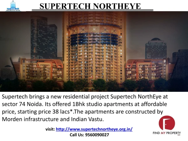 Supertech North Eye Best Studio Apartments at Sector 74