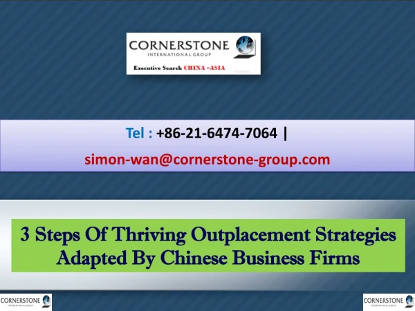 3 Steps Of Thriving Outplacement Strategies Adapted By Chinese Business Firms