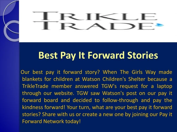 Best Pay It Forward Stories - Trikletrade