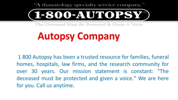 Autopsy Company - 1 800 Autopsy