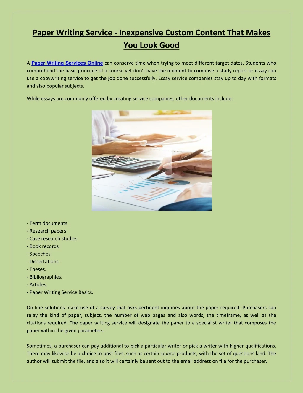paper writing service inexpensive custom content