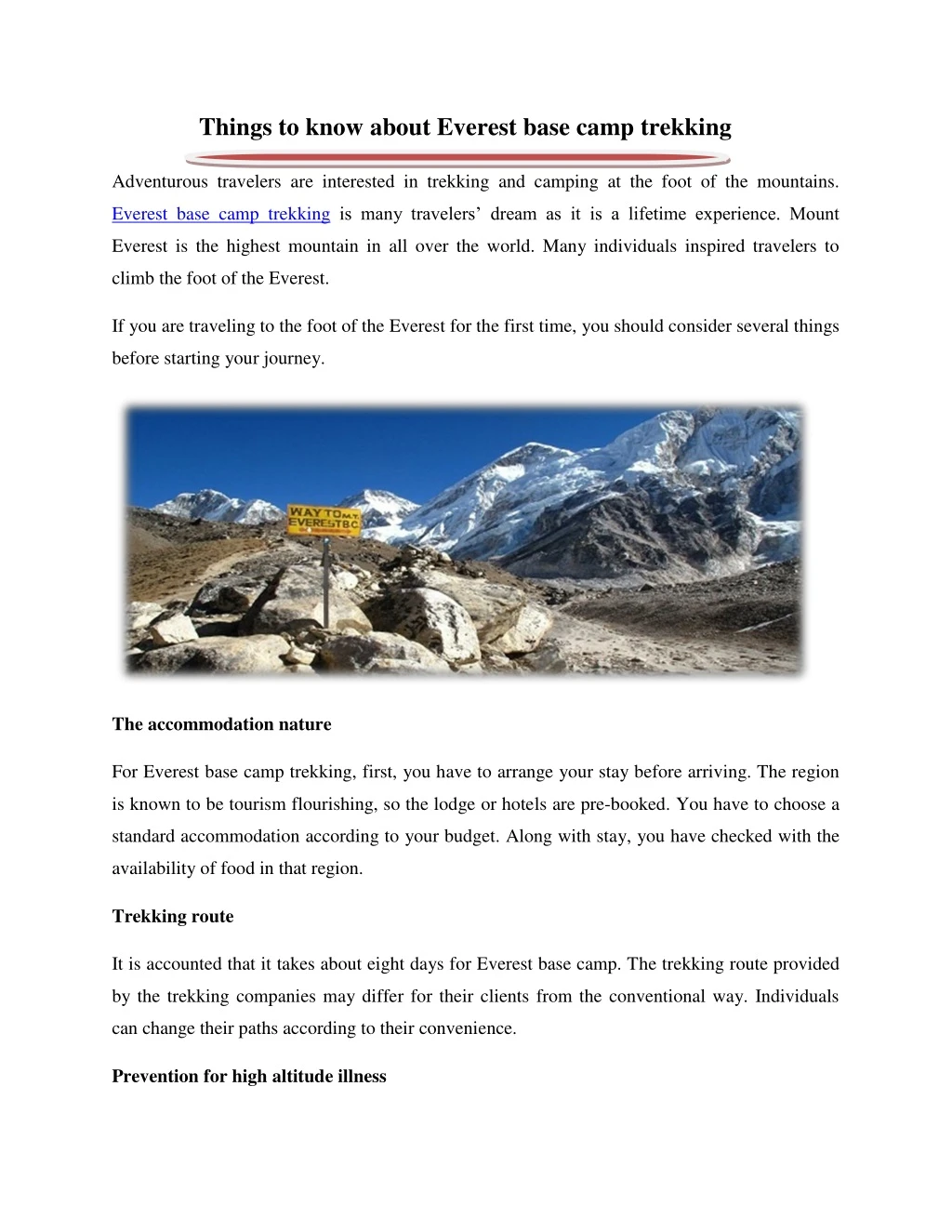things to know about everest base camp trekking