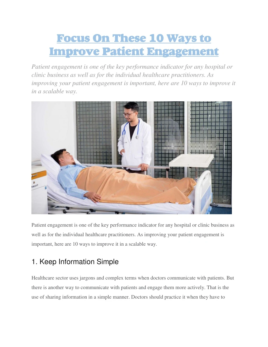 focus on these 10 ways to improve patient