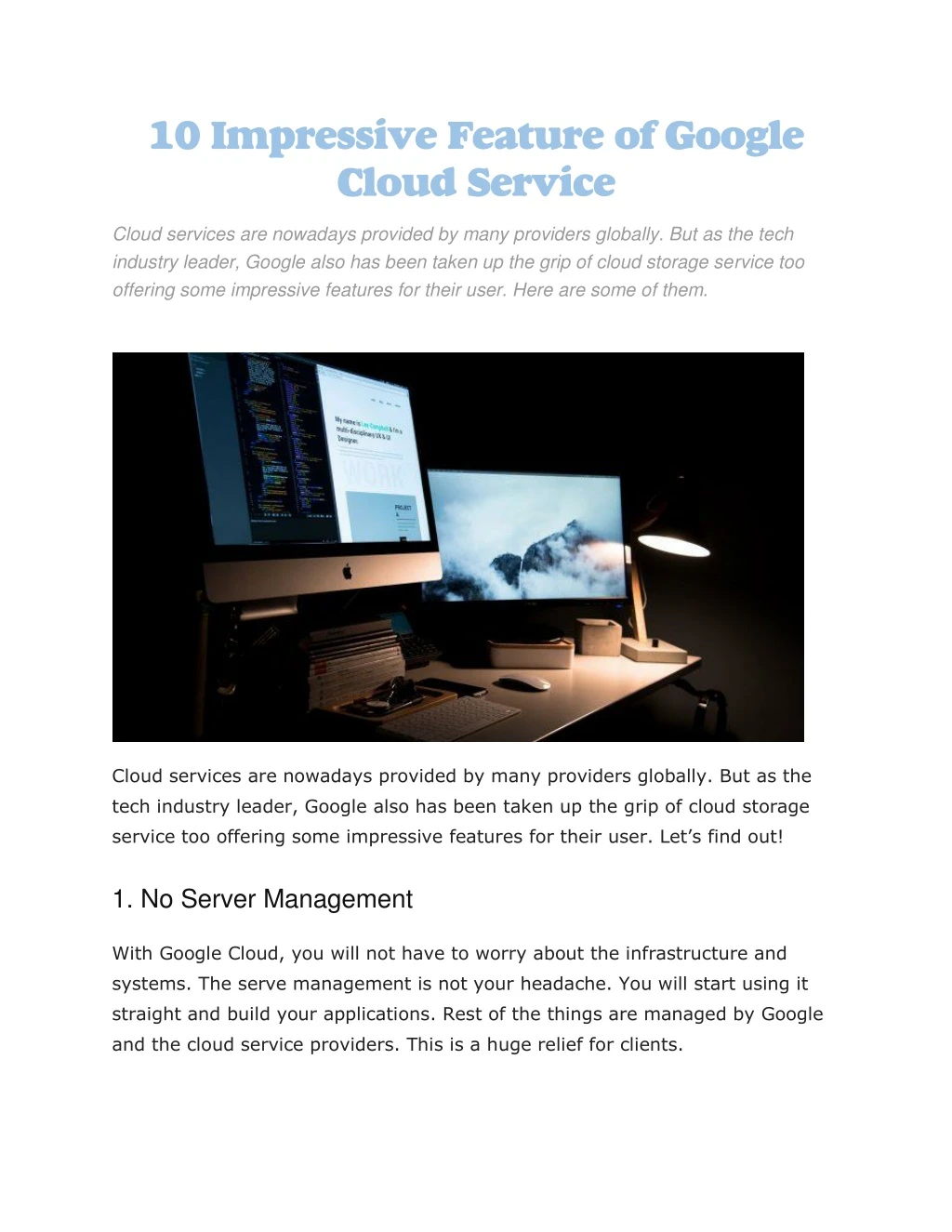 10 impressive feature of google cloud service