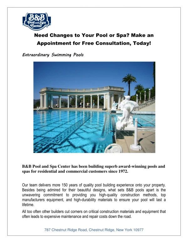 Residential, Commercial Swimming Pool Building & Repairs in NY, NJ, US