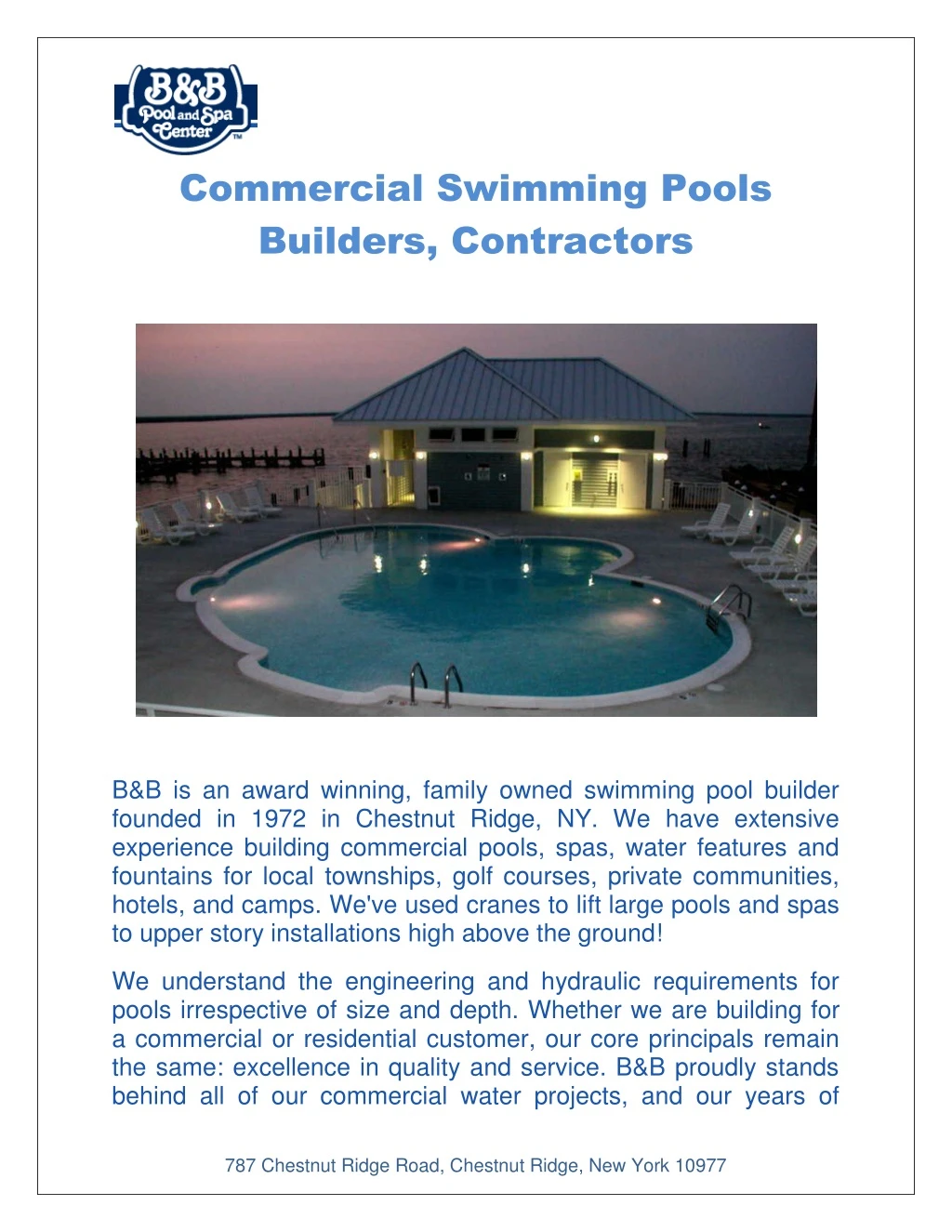 commercial swimming pools builders contractors