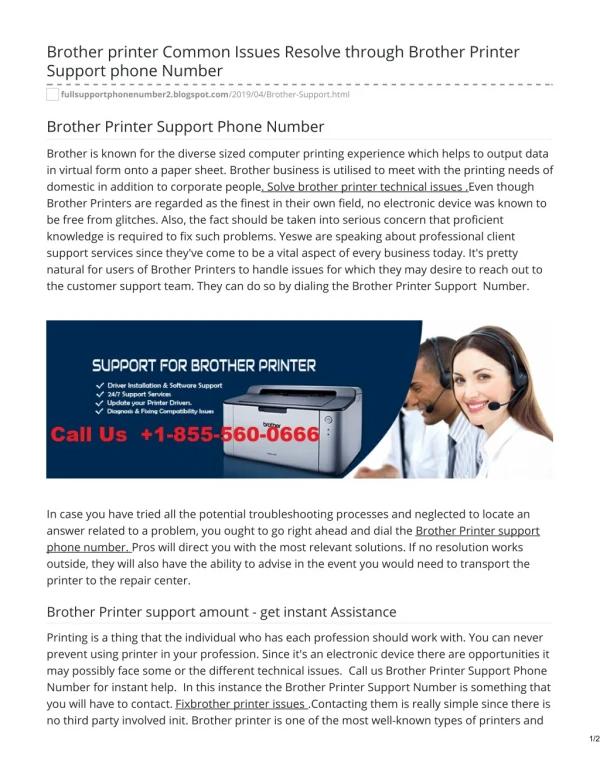 Brother Printer Support 1-855-560-0666 Phone Number To Get Help