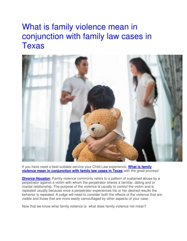 What is family violence mean in conjunction with family law cases in Texas