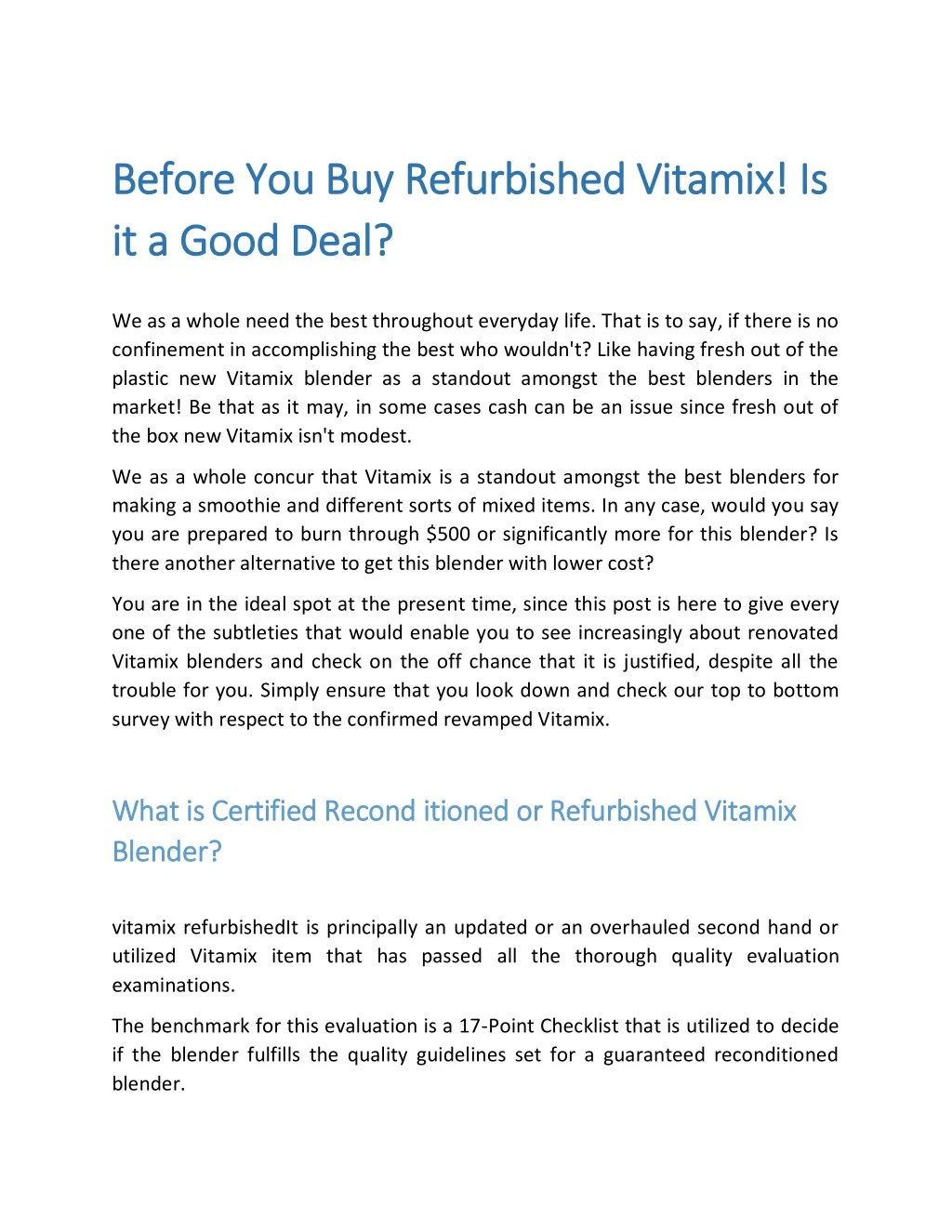 before you buy refurbished vitamix is before