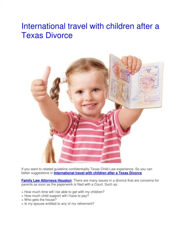 International travel with children after a Texas Divorce
