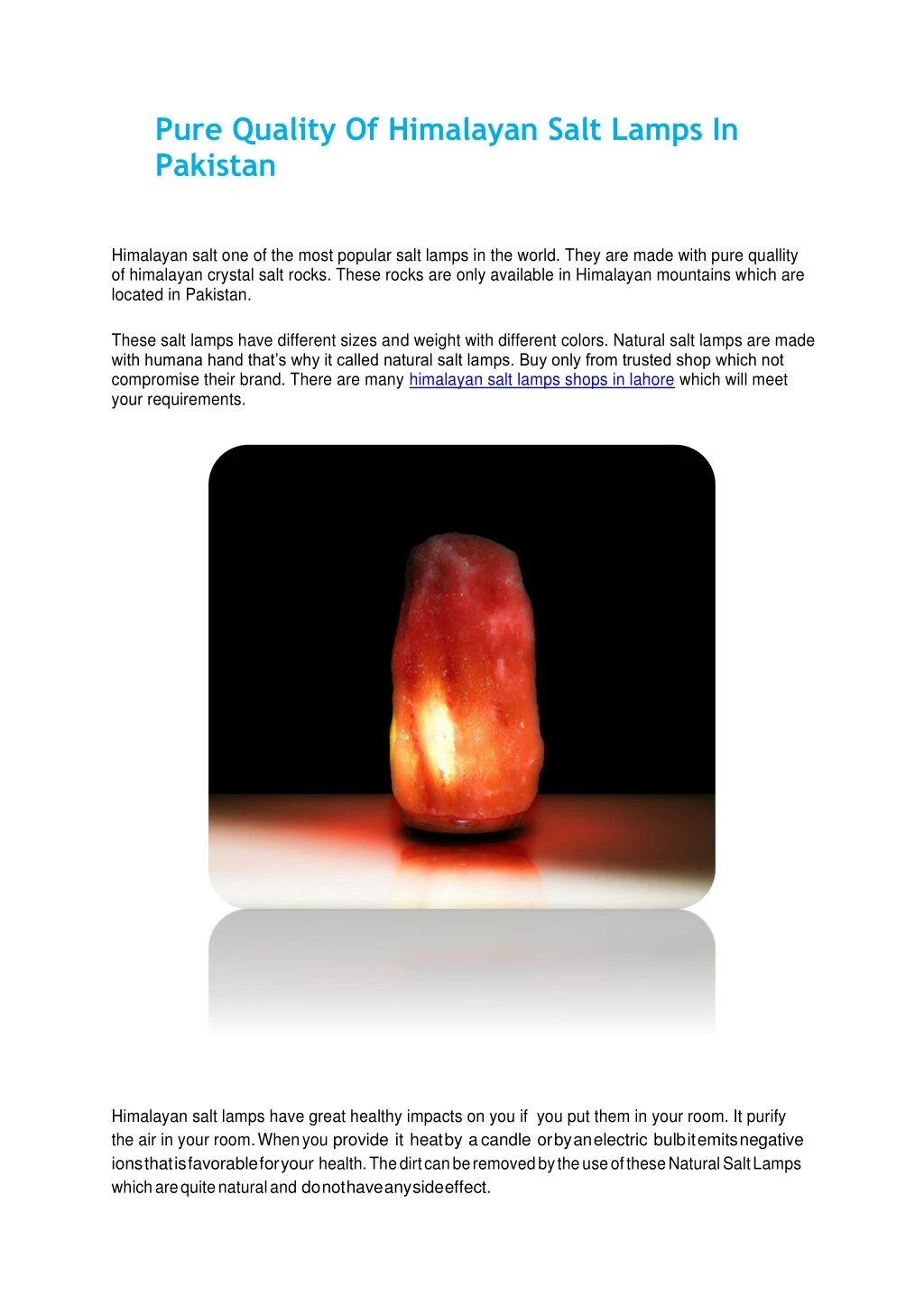 pure quality of himalayan salt lamps in pakistan