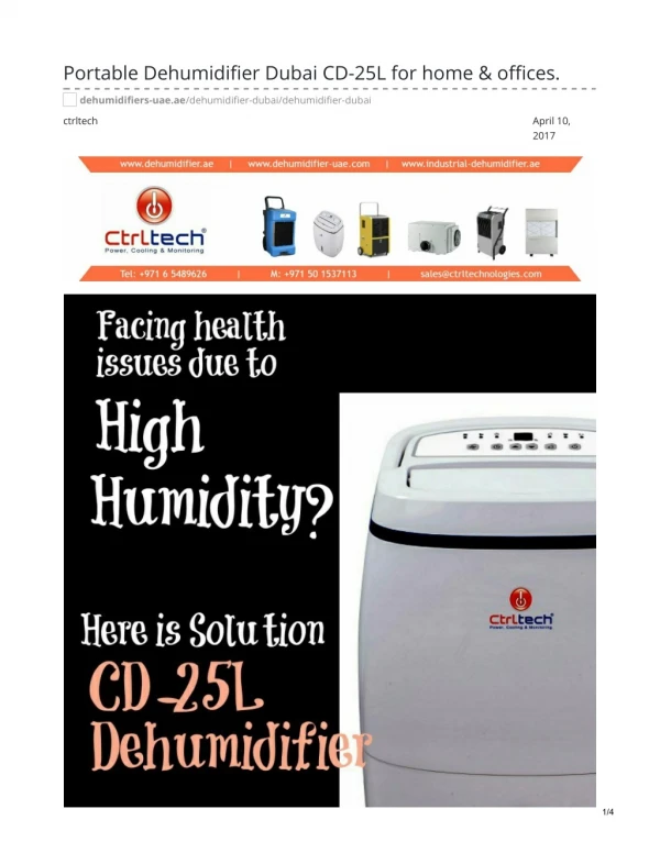 Portable Dehumidifier Dubai CD-25L for home & offices. #portabledehumidifier