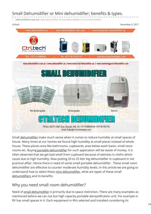 Small Dehumidifier or Mini dehumidifier; benefits & types . #smalldehumidifier