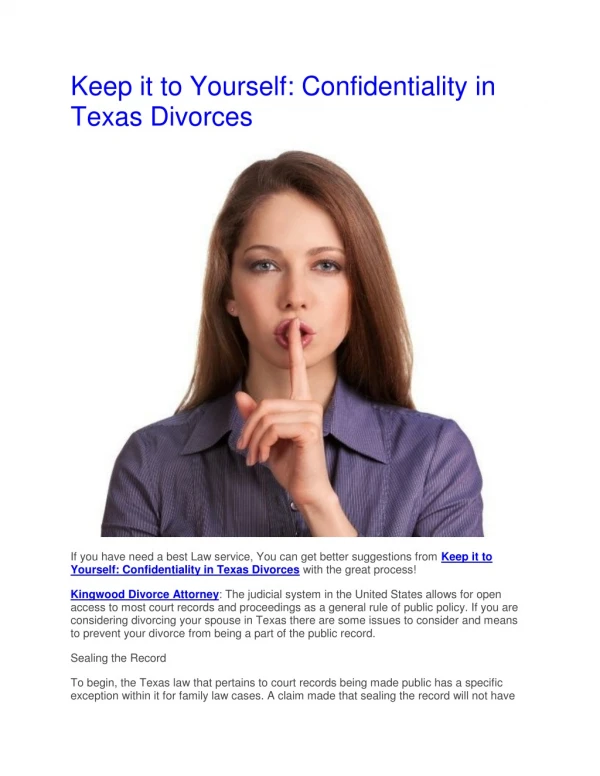 Keep it to Yourself: Confidentiality in Texas Divorces