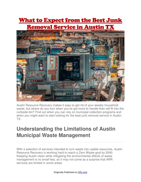 What to Expect from the Best Junk Removal Service in Austin TX