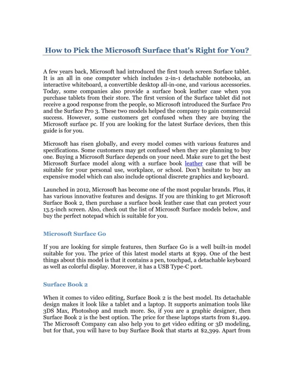 How to Pick the Microsoft Surface that's Right for You?
