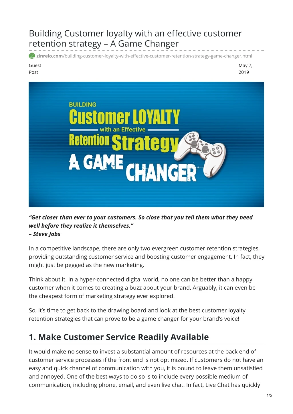 building customer loyalty with an effective