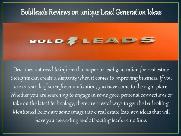 Boldleads Reviews on unique Lead Generation Ideas