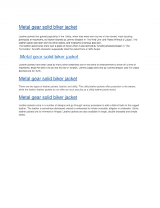 Metal gear solid biker jacket - slide 1
